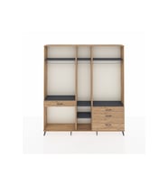 Arges Dolap 7 Raflı 4 Çekmeceli 3 Askılı 220x30x243 Çam-Antrasit/Çam