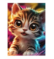 Renkli Fon Yavru Kedi Mdf poster