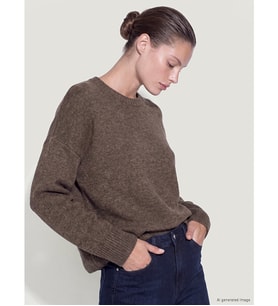 LC WAIKIKI Bej Oversize Kadın Kalın Triko Kazak