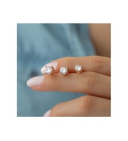 925 Ayar Gümüş Rose 3'lü Tektaş Set Küpe