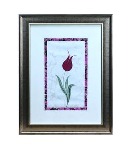 e38 EL İŞÇİLİĞİ EBRU ZEMİNLİ LALE EBRU TABLO - 36*47 CM - 6556