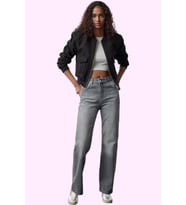 Kadın Yüksek Bel Geniş Paça Denim Pantolon Pamuk Günlük Stil Hafta Sonu Yaz Aylarının Vazgeçilmezi (Gri)