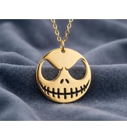 Kişiye Özel 925 Ayar Gümüş Jack Skellington Karakter Kolye (Gold)