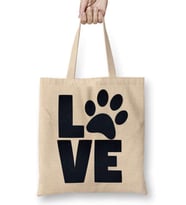 Love Dog Pug Cat Kedi Köpek Bez Çanta Uzun Saplı