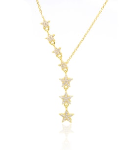 Zirkon Taşlı Gold Kaplama Yıldız Tasarım 925 Ayar Gümüş Kadın Kolye 201024390