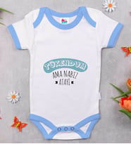 BK Kids Tükendüm Tasarımlı Mavi Bebek Body Zıbın-1