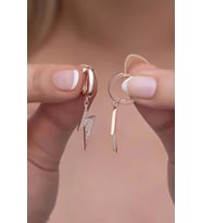 925 Ayar Gümüş Sallantılı 10 mm Tamtur Şimşek Küpe