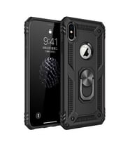 Uyumlu Model Apple iPhone XS Max 6.5 Kılıf Yüzüklü Zırh Tank Vega (Siyah)