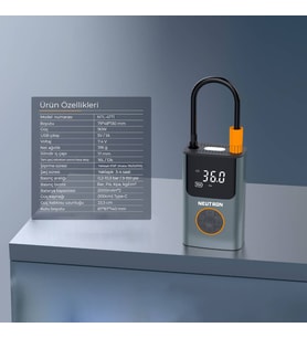 Neutron NTL-47Ti Akıllı Hava Pompası Dijital Gösterge Ve Led Işıklı Type-C Şarj Girişlidir 90W
