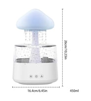 yağmur bulutu nemlendirici&mantar şelele buhar makinası yağmur sesi ışıklı-bluetooth hoparlör (Pamuk Beyaz)