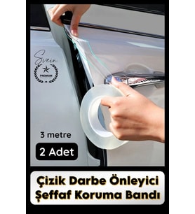 #KapıKoruma 2 Adet 3 Metre Oto Kapı Çizik Önleyici Şeffaf Koruma Bandı Darbe Koruyucu İz Bırakmaz