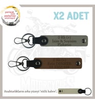 Motor Severlere, İsim Plaka ve 0 Rh (+) Kan Grubu Yazılı x2' li Anahtarlık Hediye, Kül Gri-Kahve-SK (Çok Renkli)