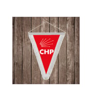 CHP Kırmızı Beyaz Saçaklı Üçgen Flama Bayrak Hatıra Flama