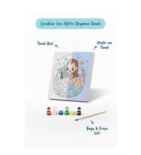 Deniz Kızı ve Midye Boyama Tuvali – Şövalesiz Boya Seti 20x20