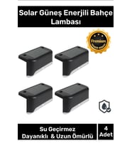 4 Adet L Solar Led Güneş Enerjili Su Geçirmez Köşebent Led Işık Merdiven Veranda Bahçe Aydınlatma