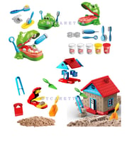 Dinozor Dişçi Art Craft Oyun Hamuru + Art Craft Oyun Kumu Ev Yapım Seti Eğitici Zeka Geliştirici Set (Karışık)