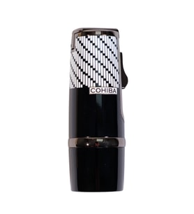 Cohiba 3 Torch Pürmüz Siyah-Beyaz Desenli Metal Puro Çakmağı