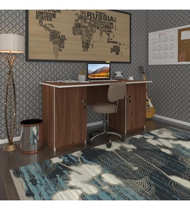 Kenzlife ofis masası masi oka cvz 75*170*80 kilitli kapaklı dolap çiftli bilgisayar çalışma masası (Karışık)