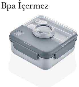 Paket Yemek Kutusu Bpa İçermez Çatal Kaşıklı Beslenme Kutusu (gri)