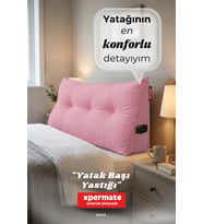 Yatak Başı Yastığı Sırt ve Bel Destek Yastığı 160 cm Yaslanma ve Dinlenme Yastığı (Pembe)