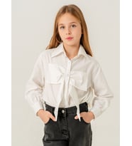 Kız Çocuk Fiyonklu Gömlek 3158 (Beyaz)