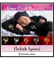925 Ayar Gümüş Bebek İsim Detaylı Nazar İğnesi