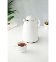 1 LT Isı Yalıtımlı Çay Ve Soğuk Su Termosu Soft Beyaz (12 Saat Sıcak Tutar& İçi Camdır)
