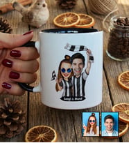 Kişiye Özel Karikatürlü Siyah Beyaz Taraftar Sevgiliye Hediye Kupa Bardak Sevgililer Günü Hediyesi