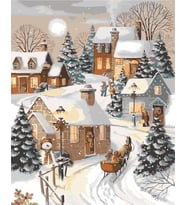 Noel Neşesi Sayılarla Boyama Seti(50x65 cm Tuval Şasesine Gerili)