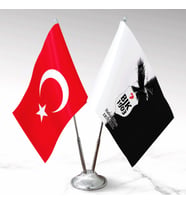 Kara Kartal Taraftar İkili masa bayrağı, kişiye özel isim baskılı