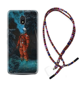 Xiaomi Redmi 8A 8 Pro 9C 9T 10C 11T Pro Kılıf Boyun Asklı Rasta Silikon Astronot Smoke 1769
