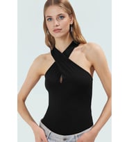 Fitted Sandy Örme Bluz Günlük Yaz Koleksiyonu Rahat Ve Şık Uzun Ömürlü Görünüm (Siyah)