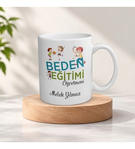 Kişiye Özel İsimli Beden Eğitimi Öğretmeni Temalı Kupa Bardak