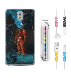 Samsung Note 3 4 5 8 9 20 Ultra 10 Lite Kılıf Kablo Koruma Spiral Silikon Astronot Smoke 1769