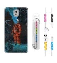 Samsung Note 3 4 5 8 9 20 Ultra 10 Lite Kılıf Kablo Koruma Spiral Silikon Astronot Smoke 1769