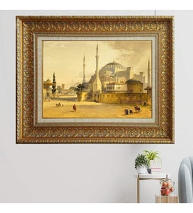 Gold Altın Kalın Çerçeveli Paspartulu Tablo vvb741