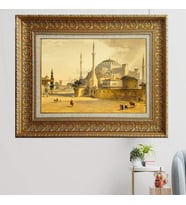 Gold Altın Kalın Çerçeveli Paspartulu Tablo vvb741
