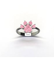 Kedi Patisi Yüzük Pembe Taşlı (Beyaz)