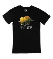 Triceratops Dinozor Siyah Tişört
