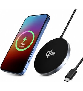 Qi2 Sertifakalı 25W Manyetik Kablosuz Şarj Cihazı, Kablosuz Teknoloji, iOS ve Android ile Uyumlu, Alüminyum Alaşım 4.9MM İncelikte Telefonlar ve Kulaklıklar için