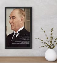 BK Gift Atatürk Temalı Dekoratif Ahşap Siyah Çerçeveli Tablo-43