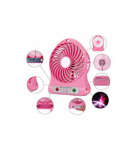 Pazariz 3 Kademeli Şarjlı Masa Üstü Usb Mini Taşınabilir Vantilatör Fan Pembe