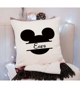 Mickey Mause İsim Baskı Yastık Kişiye Özel