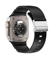 Apple Watch 7 45mm Uyumlu Zore KRD-145 Metal Tokalı Silikon Kordon (Siyah)