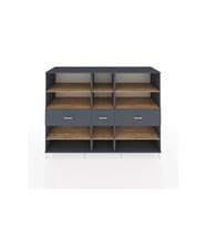 Kronos Dolap 9 Raflı 3 Çekmeceli  220x59x163 Antrasit-Çam/Antrasit