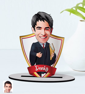 BK Gift Kişiye Özel İsimli Erkek Avukat Karikatürlü Ahşap Biblo Model-1