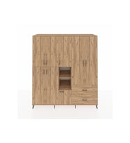 Kronos Dolap 12 Raflı 2 Çekmeceli Tek Askılı 220x59x243 Çam-Çam/Çam