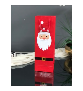 5 adet Noel Baba Figürlü Karton Hediye Çantası 35x12x12 Cm