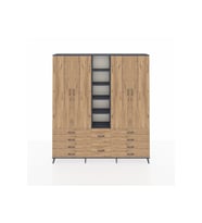 Arges Gardrop 9 Raflı 10 Çekmeceli 2 Askılı 220x30x243 Antrasit-Çam