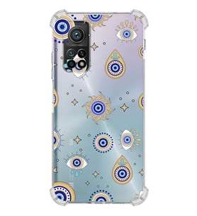 PrintiFy Xiaomi Mi 10 T Pro Uyumlu Nazar Boncuğu 5 Baskılı Şeffaf Köşe Korumalı Antişok Kılıf